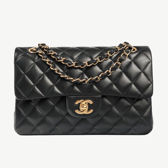 Chanel Small Classic Black Lambskin Quilted Double Flap Bag - Picture 1 of 16